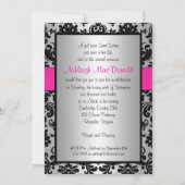 ピンク、銀および黒いダマスク織の菓子16の招待状 招待状 (裏面)