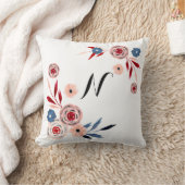 ピンク、青い花、花柄パーソナライズされた、 クッション (ブランケット)