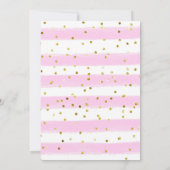 ピンク.青と金ゴールドのフローラ蝶の赤ちゃんシャワー 招待状 (裏面)