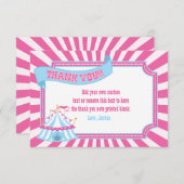 ピンク、青|のカーニバルのサンキューカード サンキューカード (正面/裏面)