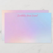 ピンク,青,グラデーション,パステルフェミニン,ガーリー,フォー 便箋 (正面/裏面)