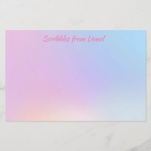 ピンク,青,グラデーション,パステルフェミニン,ガーリー,フォー 便箋 (正面)