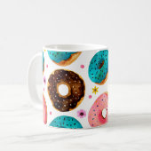 ピンク、青、チョコレートdの水彩パターン コーヒーマグカップ (正面左)