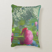 ピンク、青、白のミュートフローラ アクセントクッション (裏面(縦))