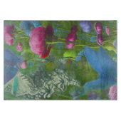 ピンク、青、白のミュートフローラ カッティングボード (正面)