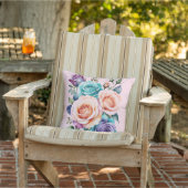 ピンク、青、紫のバラ アウトドアクッション (椅子)