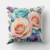 ピンク、青、紫のバラ クッション (裏面)