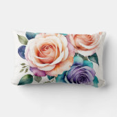 ピンク、青、紫のバラ ランバークッション (裏面)