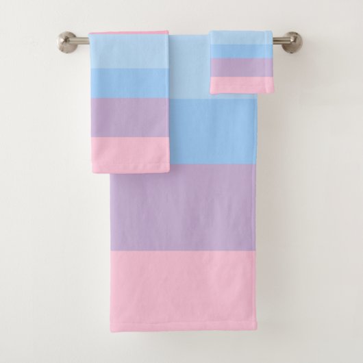 ピンク、青、紫ストライプ色 バスタオルセット (インサイチュ)