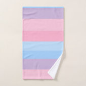 ピンク、青、紫ストライプ色 バスタオルセット (ハンドタオル)