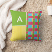 ピンク、青、緑、及び黄色の長方形 クッション (ブランケット)