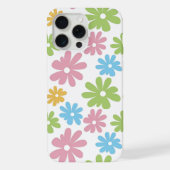 ピンク 青 緑 黄色 オレンジ 花 アート 柄 iPhoneケース (裏面)