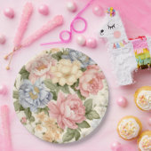 ピンク 青 黄色 花の紙皿 ペーパープレート (パーティー)