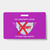 ピンク |顔マスク除外 バッジ (裏面)