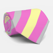 ピンク、黄色および灰色のストライプのなタイ ネクタイ (ロール)