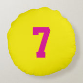 ピンク、黄色のパーソナライズな円形のソフトボールの枕 ラウンドクッション (裏面)