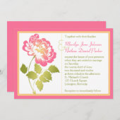 ピンク、黄色、および緑のシャクヤクの結婚式招待状 招待状 (正面/裏面)