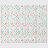 ピンク、黄色、緑の雪片の白のパターン ラッピングペーパー (フラット)