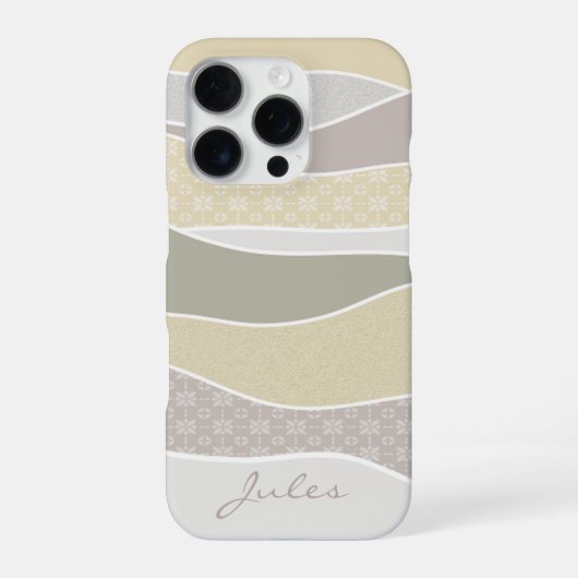 ピンク 黄色 緑 カーブ ストライプ 抽象 波 氏名 iPhoneケース (裏面)