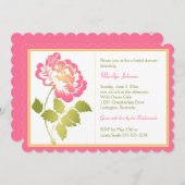 ピンク、黄色、緑、白いシャクヤクのブライダルシャワー 招待状 (正面/裏面)