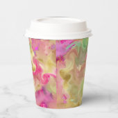 ピンク、黄色、金ゴールド、緑の大理石 紙コップ (左)