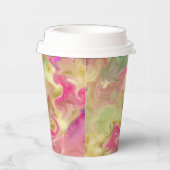 ピンク、黄色、金ゴールド、緑の大理石 紙コップ (右)