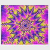 ピンク、黄色、青のフラクタル誕生日 ラッピングペーパー (フラット)