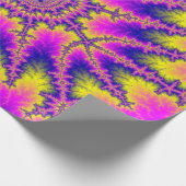 ピンク、黄色、青のフラクタル誕生日 ラッピングペーパー (角)