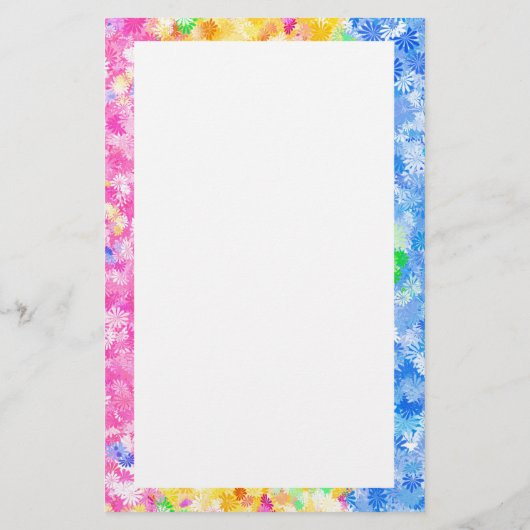 ピンク、黄色、青の花 便箋 (裏面)