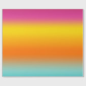 ピンク、黄、オレンジ、ティール（緑がかった色）のグラデーション ラッピングペーパー (フラット)