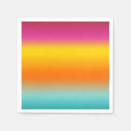 ピンク、黄、オレンジ、ティール（緑がかった色） スタンダードカクテルナプキン