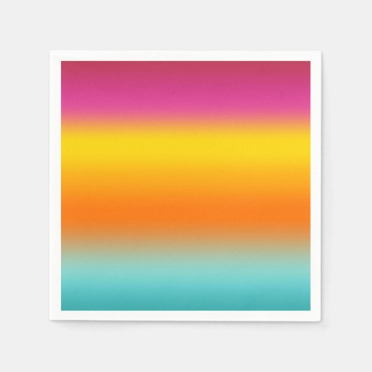ピンク、黄、オレンジ、ティール（緑がかった色） スタンダードカクテルナプキン (正面)