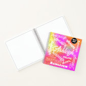 ピンク、黄、紫、パーソナライズされたワードアート名 ノートブック (内部)