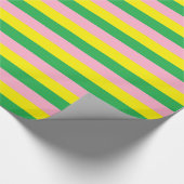 ピンク、黄、緑のストライプ ラッピングペーパー (角)