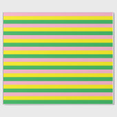 ピンク、黄、緑のストライプ ラッピングペーパー (フラット)