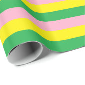 ピンク、黄、緑のストライプ ラッピングペーパー (ロールコーナー)