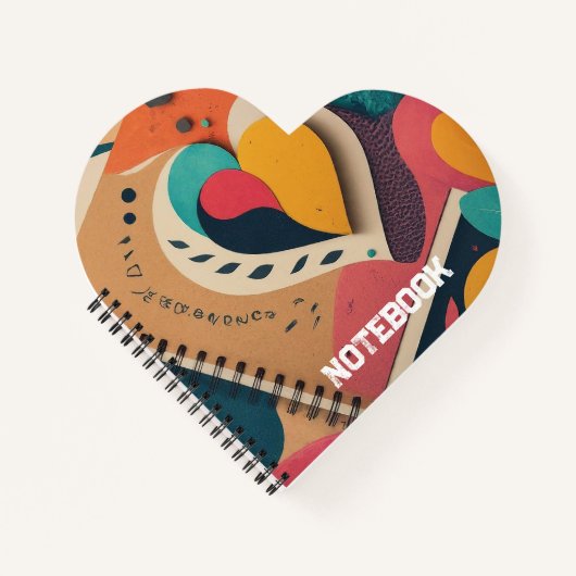 ピンク、黄、青のハート ノートブック (正面)