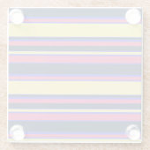 ピンク、黄、青の各ストライプ色 ガラスコースター (裏面)