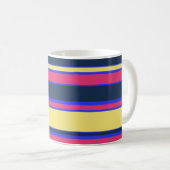 ピンク、黄、青の各ストライプ色 コーヒーマグカップ (正面右)