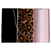 ピンク、黒いおよびヒョウのアニマルプリント ラージペーパーバッグ (裏面)