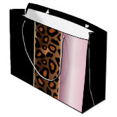 ピンク、黒いおよびヒョウのアニマルプリント ラージペーパーバッグ (裏面アングル)