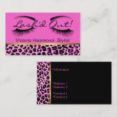 ピンク、黒い、および金ゴールドのまつげの名刺 名刺 (正面/裏面)