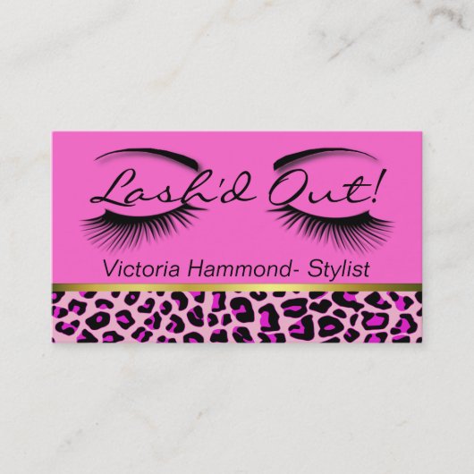 ピンク、黒い、および金ゴールドのまつげの名刺 名刺 (正面)