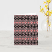 ピンク、黒い、灰色のレースおよび星のnotecard カード (黄色い花)