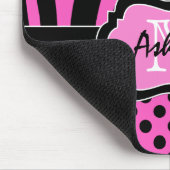 ピンク、黒く、白いシマウマのストライプ及び点のマウスパッド マウスパッド (コーナー)