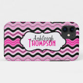 ピンク、黒く、白い波状のストライプなiPhone 5の箱 Case-Mate iPhoneケース (裏面(横))