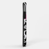 ピンク、黒く、白くストライプのなダマスク織のiPhone 5の箱 Case-Mate iPhoneケース (裏面/右)