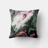 ピンク、黒と翡翠の緑の大理石のネクタイ – 染料 クッション (裏面)