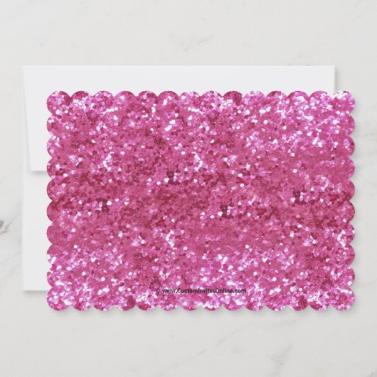 ピンク/黒スパークルルックボウ写真卒業パーティー 招待状 (裏面)