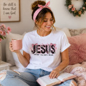 ピンク・黒チェック&黒のJESUS Tシャツ